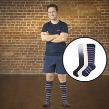 Load image into Gallery viewer, COMRAD COMPRESSION SOCKS 3-PACK  (WHITE / NAVY / BLACK)
